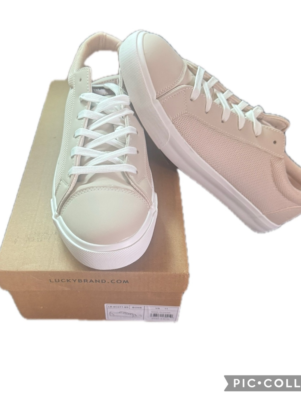 Lucky Brand Men’s Scott Sneakers Bone Mesh Lace Up Low Top Shoes